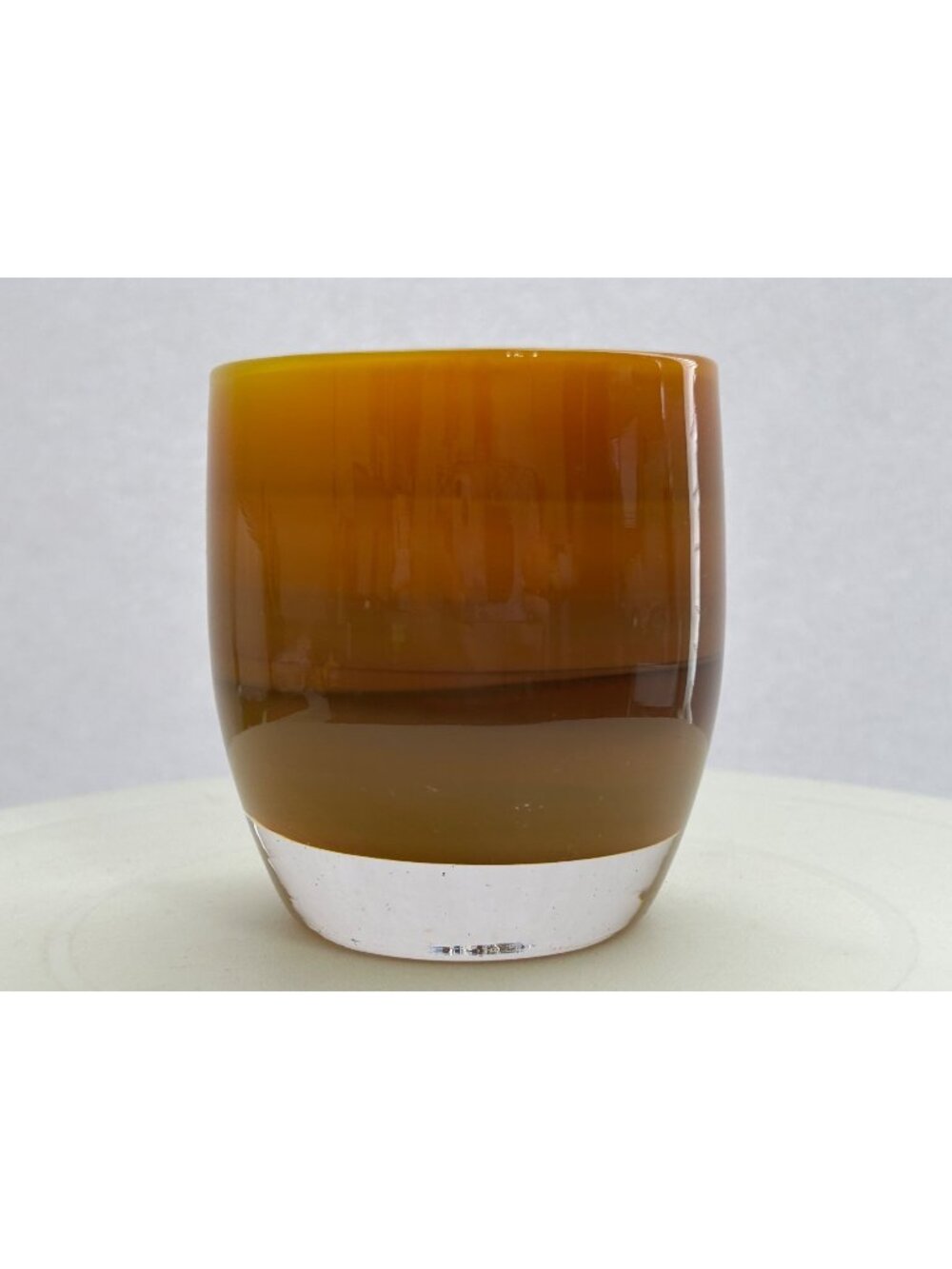 Glassybaby Jane's Caramel Candle Holder Pre-Triskelion Brown Gold Purple Yellow